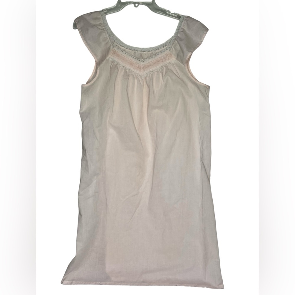 KATZ Women’s Size M Nightgown Pale Pink‎ Sleeveless Lace Trim Vintage USA
